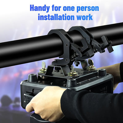 4 piezas de ganchos de luz de escenario de aluminio ajustables - Ganchos de luz par negros para uso al aire libre, aluminio duradero con capacidad de carga de 150 kg, se adapta a tubos de 40 mm-60 mm, diseño resistente para eventos iluminados, accesorios