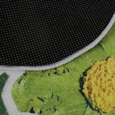 1pc Alfombra de Goma Antideslizante con Diseño de Margaritas Verdes y Blancas, Fibra de Poliéster, Ideal para Protección de Pisos de Dormitorio, Cocina o Baño, Alfombra Decorativa para Piso | Alfombra de Baño | Alfombra de Goma Antideslizante