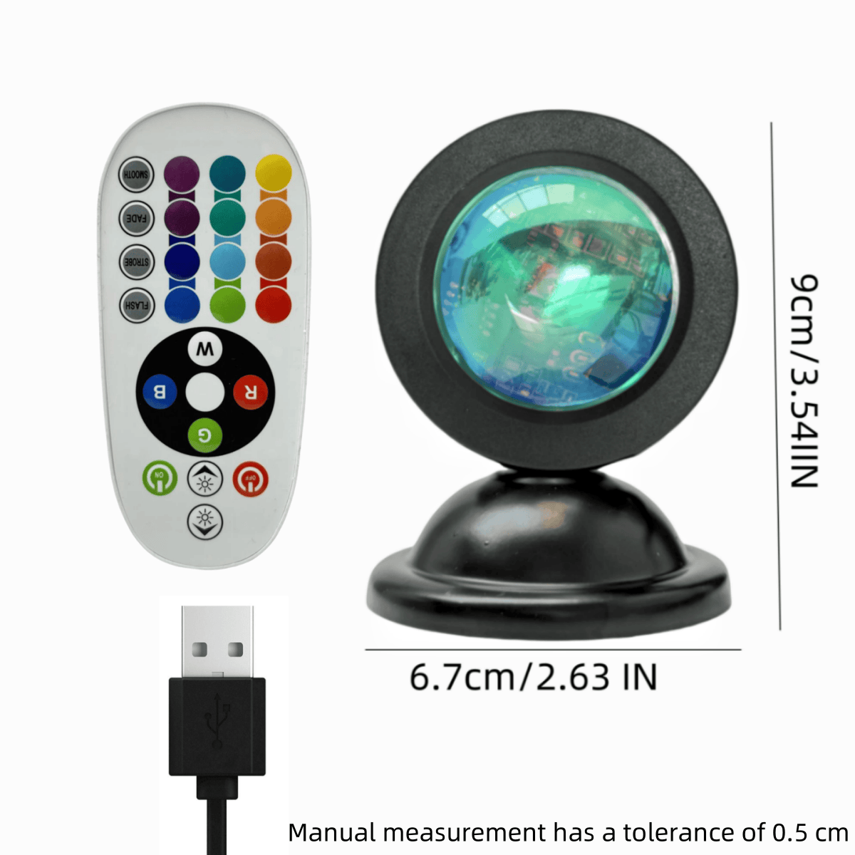 Lámpara de proyección de puesta de sol LED | Iluminación RGB de 16 colores con control remoto y soporte de trípode | Alimentado por USB | Multiusos para fotografía, fiestas, bodas, decoración del hogar | Proyección de puesta de sol, decoración de dormito
