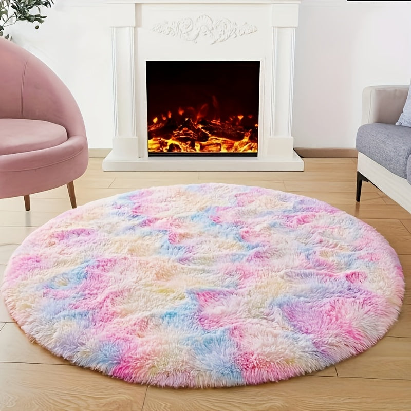 Alfombra suave y esponjosa de arcoíris lavable - Alfombra de felpa cómoda adecuada para sala de estar, dormitorio, decoración de dormitorio, 100% poliéster, solo limpieza en seco - Alfombra decorativa esponjosa para interiores