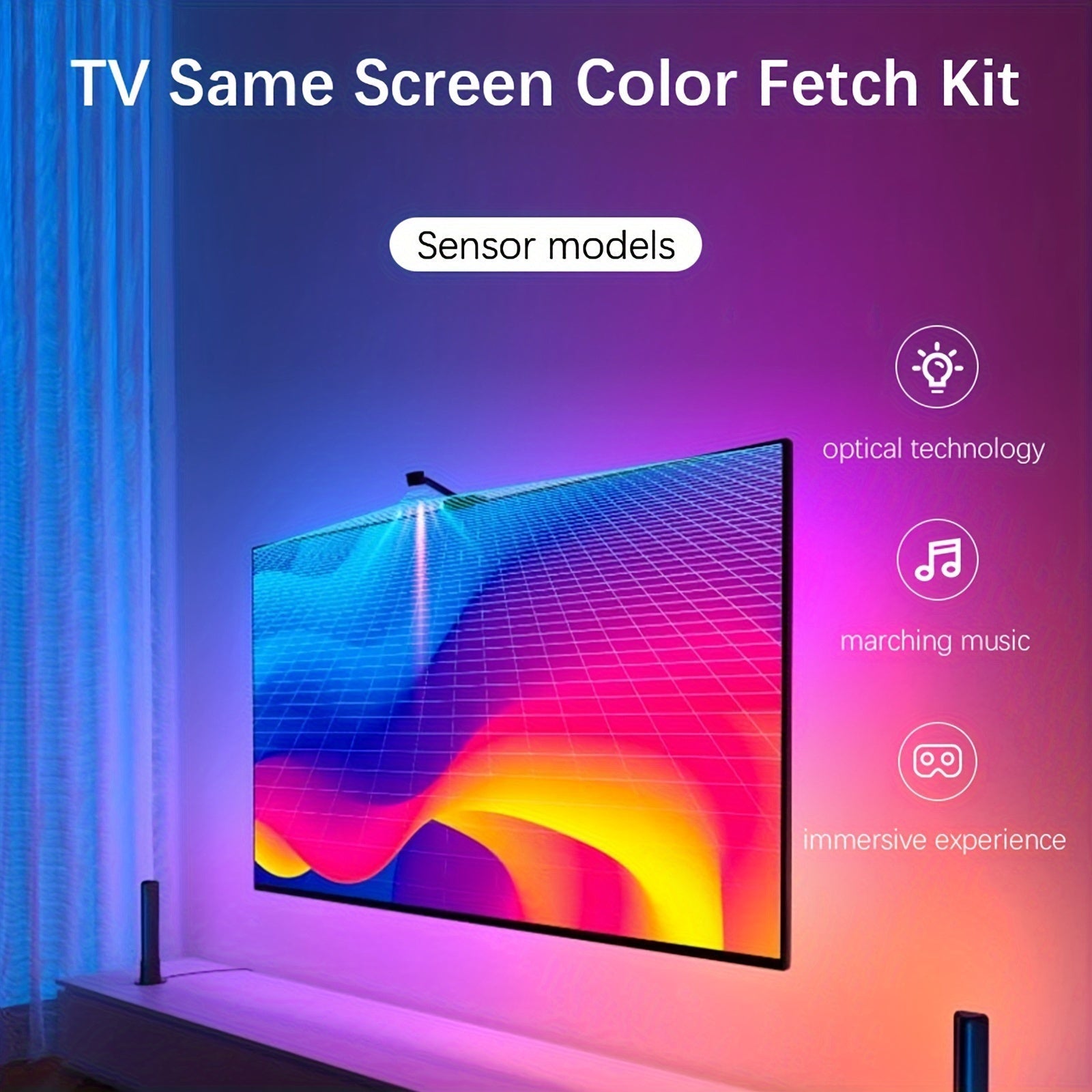 Retroiluminación LED RGBIC para TV, Tira de Retroiluminación LED RGBIC para TV de 55-85 pulgadas con Alimentación USB, Control por App, Sincronización de Sonido, Sensor de Color AR para Decoración de Sala de Juegos y Sala de Estar