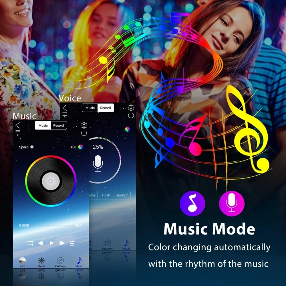 Luces de Tira LED RGB con Control por App, Alimentadas por USB, Regulables y Sincronizables con Música, Montaje en Pared, Brillo Ajustable, No Requiere Batería, para Decoración de Habitaciones, Dormitorios, Salas de Juegos, Iluminación de Ambiente para F