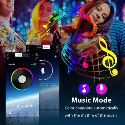 Luces de Tira LED RGB con Control por App, Alimentadas por USB, Regulables y Sincronizables con Música, Montaje en Pared, Brillo Ajustable, No Requiere Batería, para Decoración de Habitaciones, Dormitorios, Salas de Juegos, Iluminación de Ambiente para F