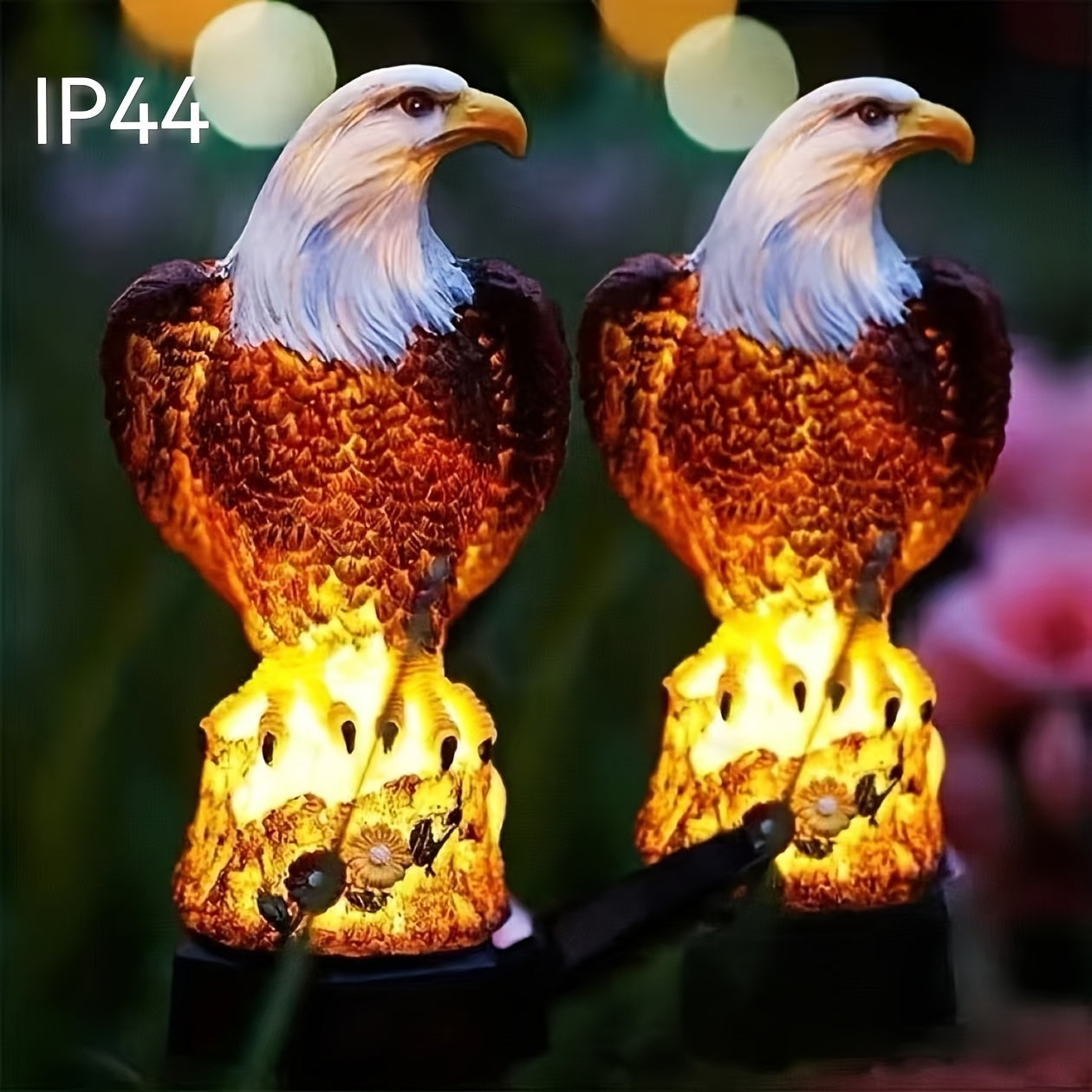 Luz de estatua de águila solar de 1pc] Luces de estatua de águila LED alimentadas por energía solar, estatua de águila calva realista de resina, iluminación de jardín eficiente en energía, con batería de níquel de 600mAh, control de interruptor, para dec