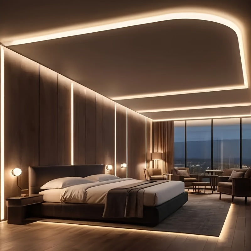 1pc Luces LED de Neón Creativas - Diseño Flexible Ondulado en Blanco Cálido y Multicolor con Alimentación USB para Hogar/Comercial, Sala, Bar, Escenario o Restaurante - Iluminación Ambiental Controlada por Botón, Decoración Acogedora, Fácil Instalación