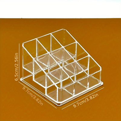 Organizador de Lápiz Labial Transparente y Elegante - Soporte de Exhibición Multicompartimento para Maquillaje, Plástico Ligero, Perfecto para Almacenamiento en Baño y Tocador