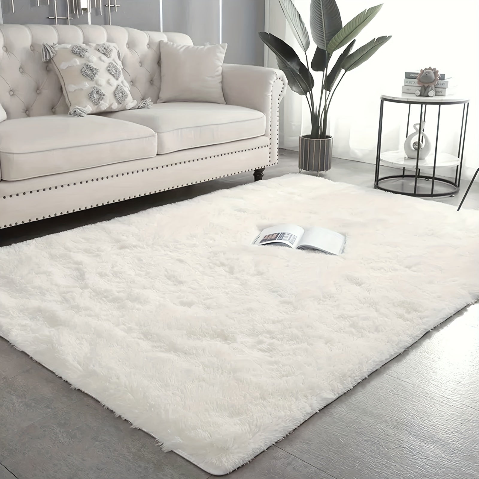 Alfombra de Pelo Ultra Suave, Alfombra de Sala Grande Blanca, Alfombra de Pelo No Deslizante, Alfombra de Lana para Sala de Estar Dormitorio Sala de Juegos Dormitorio Alfombra, Decoración de Habitación para Adolescentes, Decoración de Habitación
