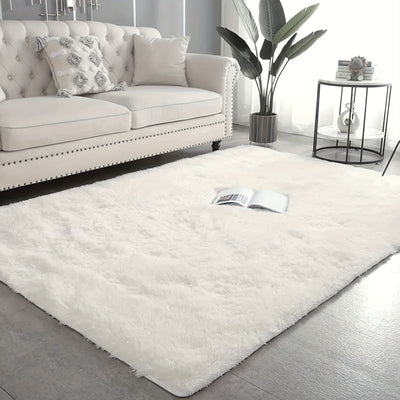 Alfombra de Pelo Ultra Suave, Alfombra de Sala Grande Blanca, Alfombra de Pelo No Deslizante, Alfombra de Lana para Sala de Estar Dormitorio Sala de Juegos Dormitorio Alfombra, Decoración de Habitación para Adolescentes, Decoración de Habitación