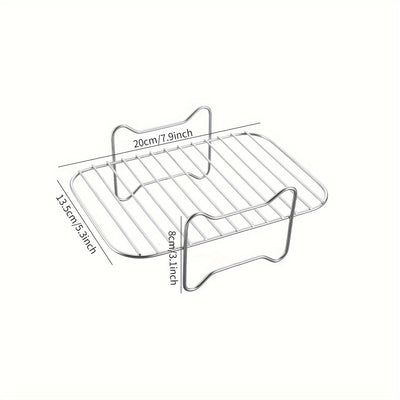 Conjunto de 6 piezas de Accesorios para Freidora de Aire - Estructura de Acero Inoxidable para Freidora de Aire, Rejilla para Horno de Microondas, Parrilla Rectangular Multifuncional - Adecuado para la Mayoría de Hornos de Freidora de Aire - Antiadherent