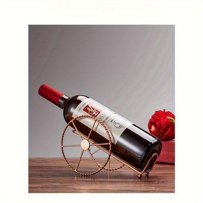 Soporte para botellas de vino de mesa de metal - Estantes decorativos de estilo vintage para accesorios de cocina y bar en el hogar con función de almacenamiento de una sola botella