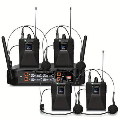 Sistema de micrófono inalámbrico profesional DEPUSHENG - Dos/Cuatro canales, mano, clip de cuello, auricular con receptor, enchufe de 6,35 mm, carga tipo C, 12 V de alimentación, ideal para KTV, actuaciones en escena y reuniones, micrófono inalámbrico pa