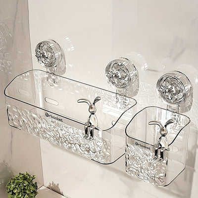 Organizador de Baño con Ventosa de Fácil Instalación - Cesta de Almacenamiento Montada en la Pared para Artículos de Aseo, Sin Necesidad de Taladrar, Decoración de Regalo para Navidad/Halloween