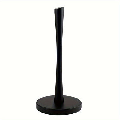 Soporte de Papel de Cocina de Acero Inoxidable - Elegante Soporte de Encimera con Almacenamiento de Película Adhesiva, Instalación Sin Taladro, Negro/Plateado