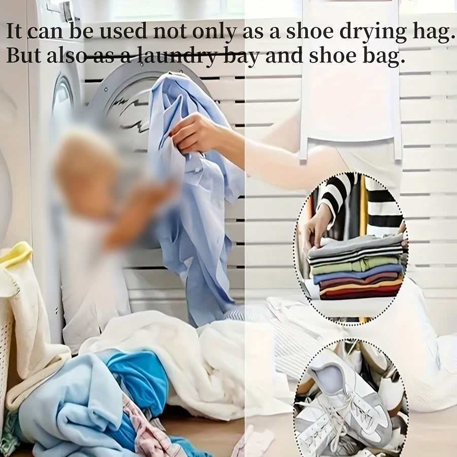 1pc Secador de Zapatos y Bolsa de Máquina de Lavar, Zapato, Ropa y Bolsa de Malla de Secado de Ropa con Cremallera y Asa, Fácil de Instalar, Reutilizable, Tejido de Tela, Forma Rectangular, Elástico Ajustable para la Mayoría de Puertas de Secadora, Bolsa