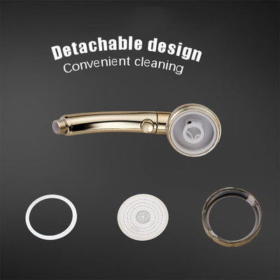 Rociador Dorado TATUKIKO de 3 Modos - Sistema de Ducha de Alta Presión con Cartucho ABS, Accesorio de Baño de Lujo Fácil Instalación para una Experiencia Relajante como en un Spa, Accesorios para Ducha