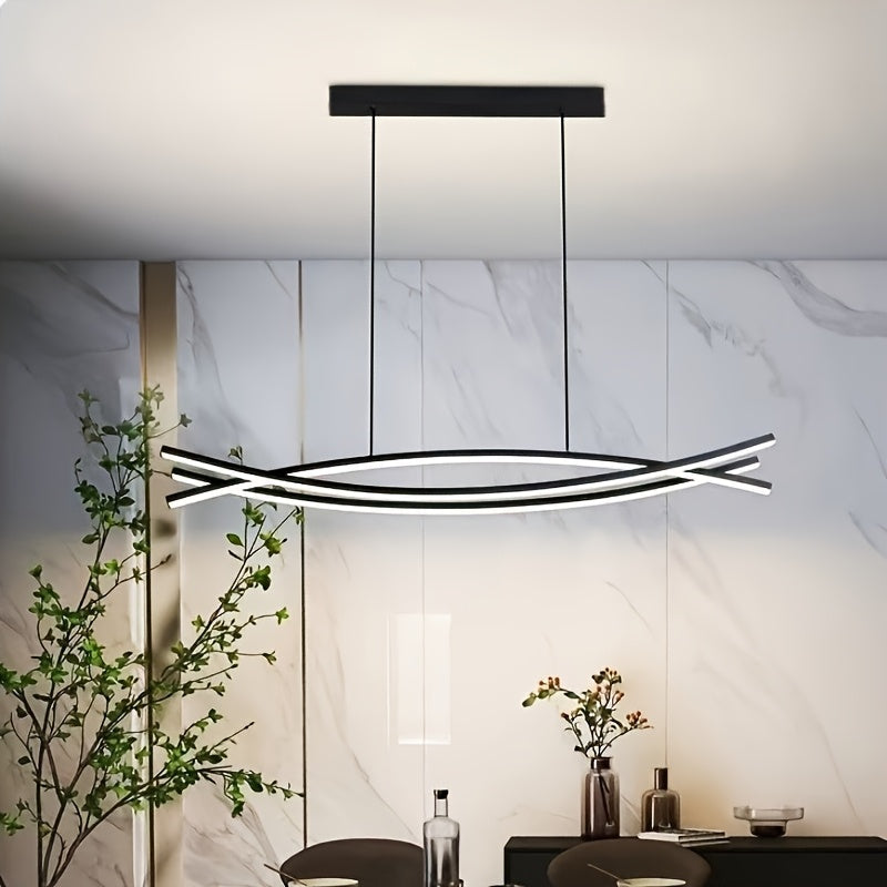 Araña LED moderna, lámpara colgante artística minimalista, lámpara colgante creativa de lujo con tira LED para restaurantes y bares, cable ajustable, ideal para sala, balcón, pasillo, dormitorio, comedor - incluye hardware de instalación, conexión eléctr
