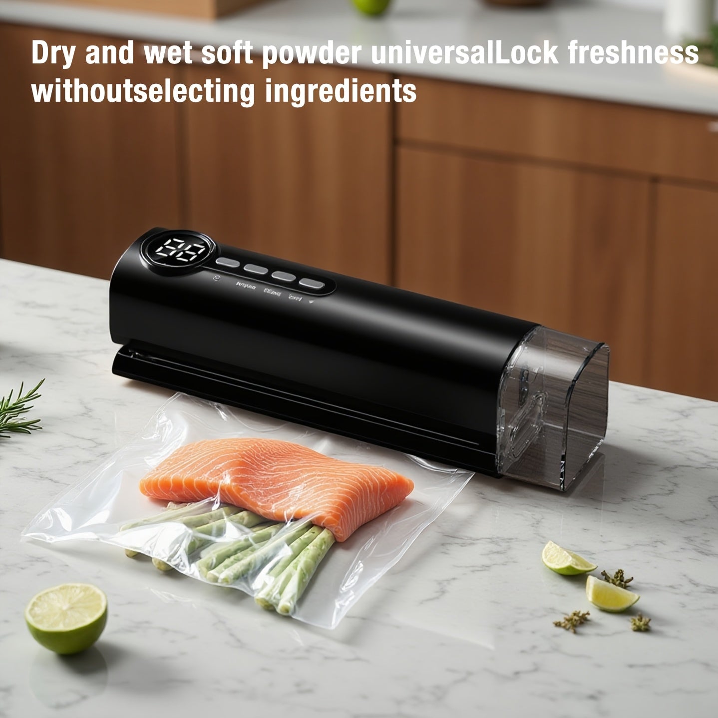 Selladora al vacío automática inalámbrica para uso doméstico. Integra bombeo y sellado, adecuada para todo tipo de alimentos, ofrece conservación eficiente de los alimentos en casa