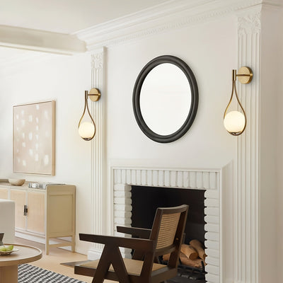Aplique de Pared Estilo Medio Siglo con Acabado en Latón Antiguo - Diseño Elegante de Lágrima para Dormitorio, Baño, Sala de Estar o Pasillo - Base E27 (Bombilla No Incluida), Iluminación para Dormitorio | Iluminación Sofisticada | Construcción Metálica,