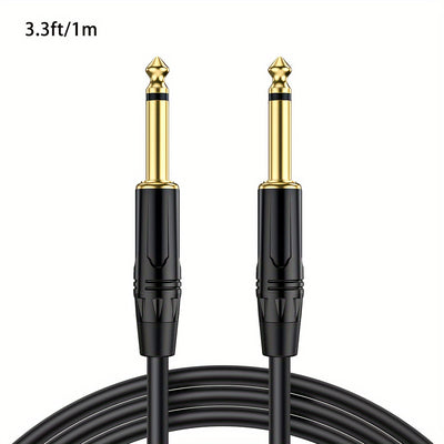 Cable de Audio i-Zclive de 6.5mm, Mono de Doble Núcleo y Doble Blindaje, Conectores Chapados en Oro, Carcasa de Aleación de Zinc - Ideal para Computadoras, Portátiles, Reproductores de DVD, Amplificadores de Bajo, Guitarras Eléctricas, Altavoces, Mezclad