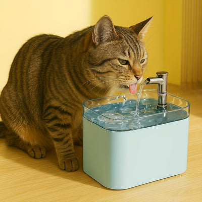 Fuente de Agua Automática para Gatos de 1.5L con Alimentación por USB, Grifo de Acero Inoxidable y Filtros - Hidratación Fresca y Circular para Mascotas Pequeñas