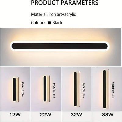 1pc Luz de Pared LED Lineal Moderna - Extra Larga 40.01/59.99/79.98/100.0 cm, Diseño Minimalista en Metal Mate , Iluminación Interior/Exterior para Sala, Entrada, Patio u Oficina - Diseño Lineal Eficiente Energéticamente, Acabado Premium, Construcción Du