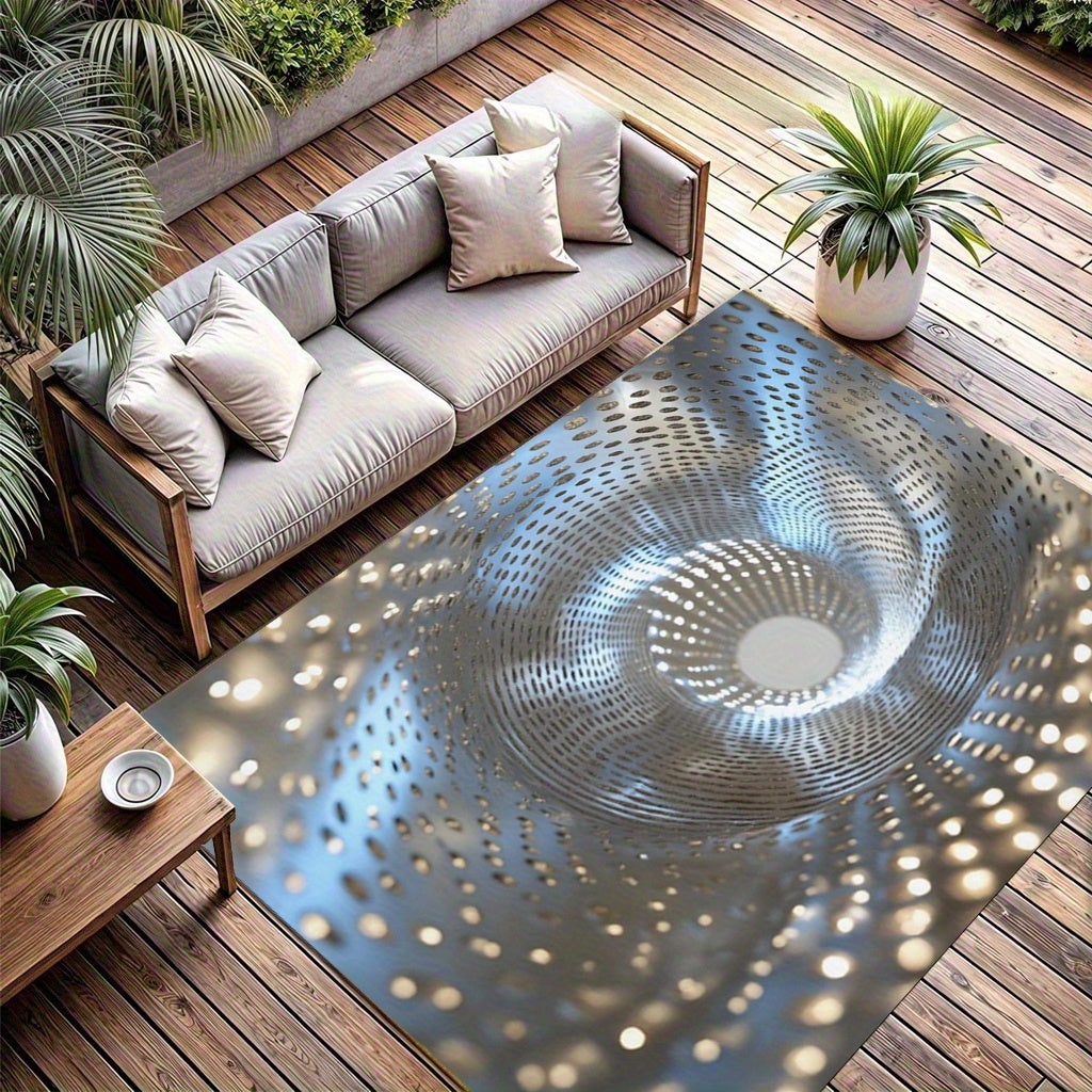 Alfombra moderna minimalista de terciopelo con patrón de puntos espirales irradiantes, lavable a máquina y antideslizante, gruesa y absorbente, ultra-suave, adecuada para sala de estar/estancia/entrada, puerta principal/cochera/baño/interior, balcón/uso