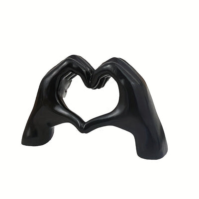 Estatuilla de Corazón Hecha a Mano en Resina - Diseño Clásico de Manos Entrelazadas Dorado, Decoración Elegante para Bodas y San Valentín, Adorno Romántico para Escritorio del Hogar u Oficina, Sin Necesidad de Electricidad