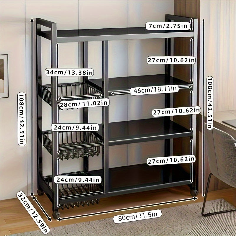 Estantería de Cocina de Acero de Alta Resistencia con Estabilizador Ajustable - Estantería Abierta de Múltiples Niveles para Microondas y Electrodomésticos, No Requiere Montaje