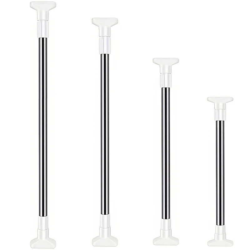 1 pieza de percha ajustable sin taladro para cortinas de ducha y armarios - Construcción metálica duradera, fácil de instalar con diseño deslizante, ideal para almacenamiento de baño y dormitorio, percha de cortina de ducha