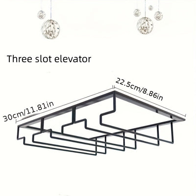 Soporte colgante para copas de vino, estante para copas debajo del mueble, estante de almacenamiento de hierro metálico, soporte para clasificación de copas, accesorios adecuados para bar, comedor, armario, cocina y organización