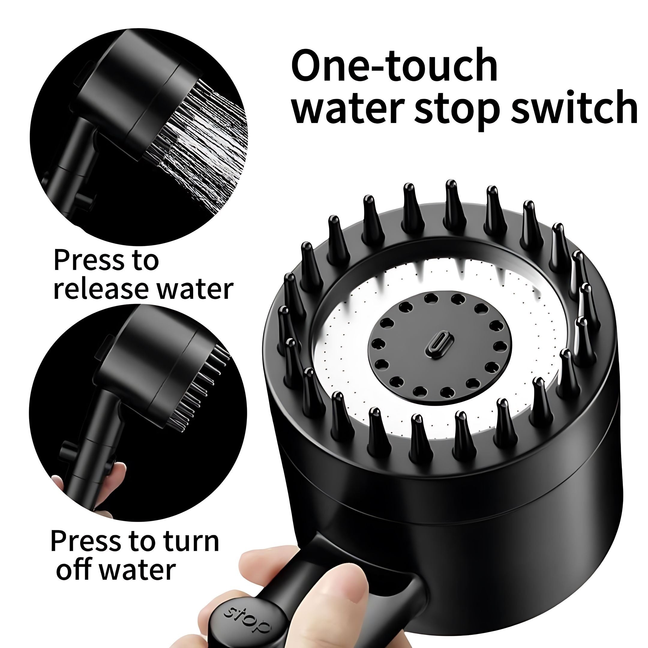 Rociador de Ducha con Masaje de Presión y Tres Niveles más 12 Elementos Filtrantes
