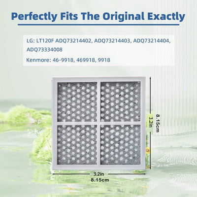 4/6pcs Filtro de Aire de Repuesto para Refrigerador LT120F Compatible con LG Kenmore Elite Reemplazo 46-9918, 469918, 9918, ADQ73214402, ADQ73214403, ADQ73214404, ADQ73334008 LMXS30776S HF17