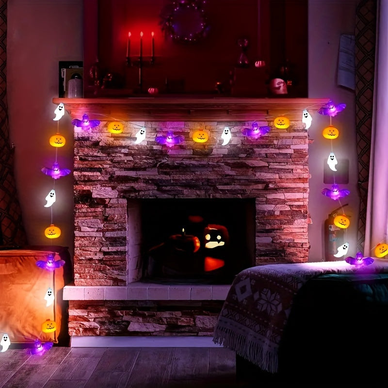 1 pieza de Calabaza LED para Halloween, Murciélago y Luces de Cadena - Decoración Interior Ahorradora de Energía con Baterías para Hogar, Dormitorio, Fiesta y Ventanas, Decoraciones de Halloween