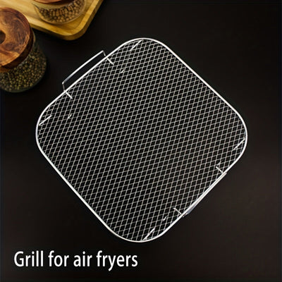 1pc Estantería de acero inoxidable para freidora de aire, soporte de deshidratador cuadrado para freidora de aire, horno y olla a presión, accesorio para hornear