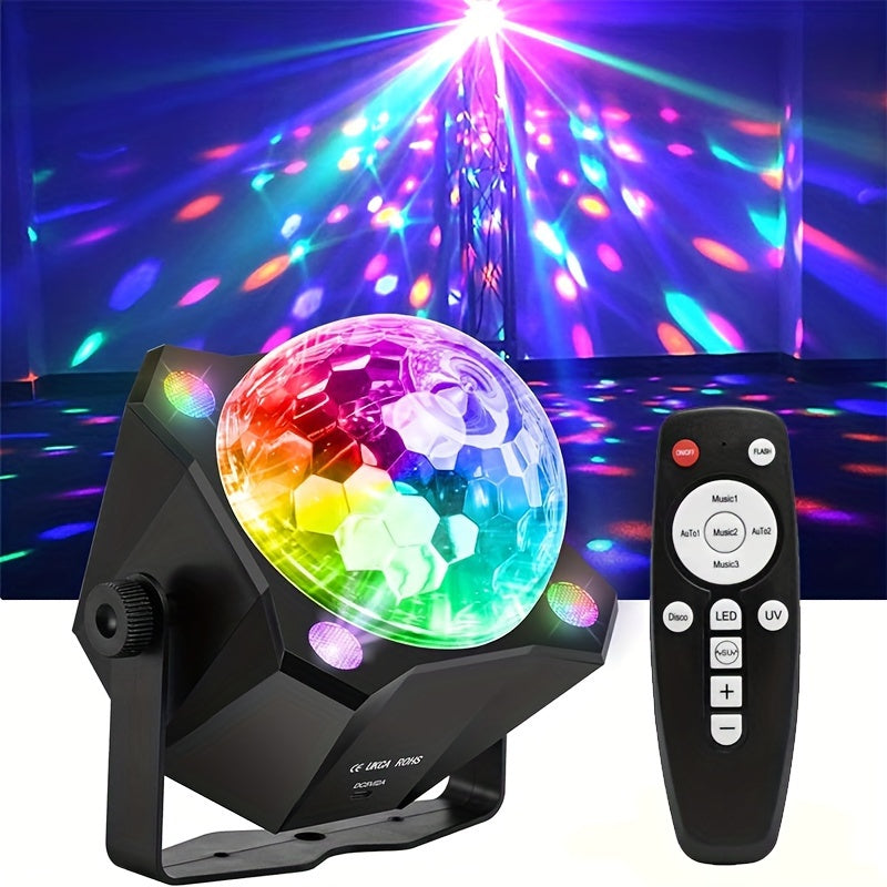 1 pza. Disco Ball Party Lights Sound Activated Strobe Dj Stage Lighting Para Interiores Sala de Baile Fiestas Cumpleaños Rave Karaoke Casero Halloween Navidad Boda Show Bar Club Decoraciones, Cable de Alimentación USB de 3 m