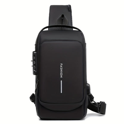 Bolso Antirrobo para Hombres con Puerto de Carga USB - Bandolera Elegante para Motocicleta y Deportes de Ocio, Tela Oxford Duradera, Correa de Hombro Ajustable, Compartimentos con Doble Cremallera