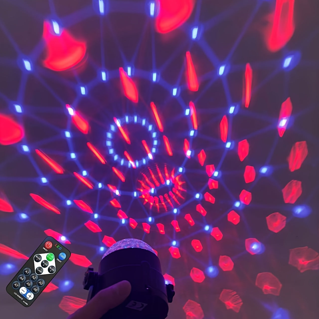 [Luz Mágica de 7 Colores LED] Bola Mágica LED de 7 Colores con Control Remoto - Lámpara de Fiesta Disco Alimentada por USB - Luz Nocturna Versátil para DJs, Bodas, KTV y Decoración del Hogar con Patrones Dinámicos