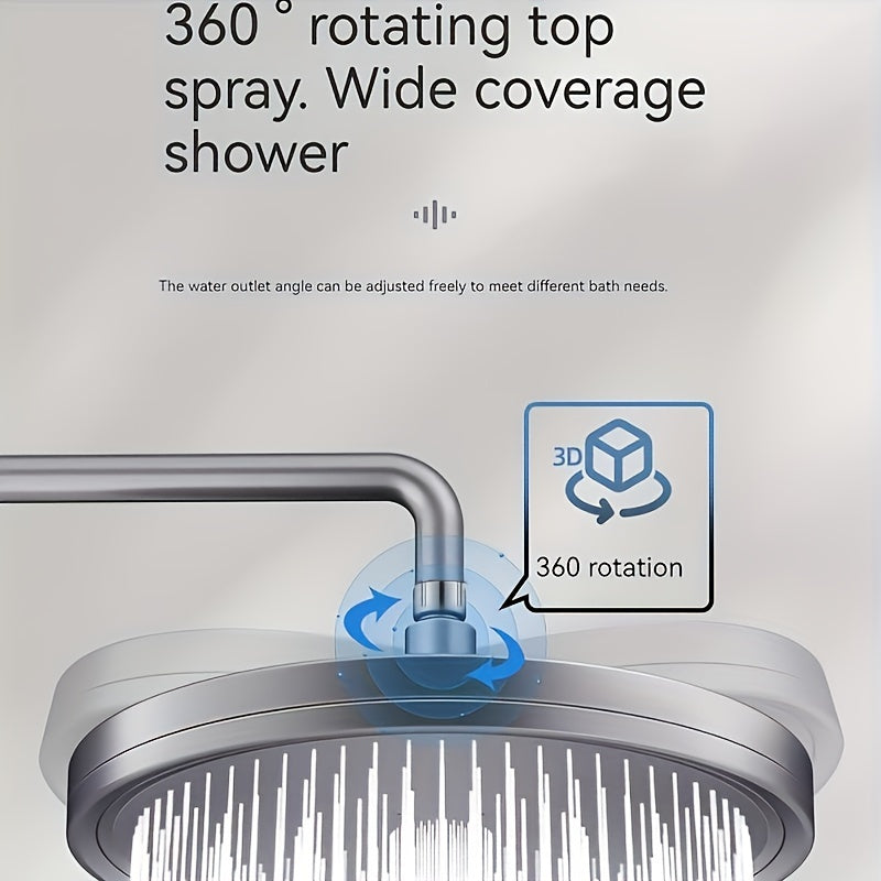 1pc Cabezal de Ducha de Alta Presión Ajustable, Rociador Superior de 6 Velocidades, Cabezal de Ducha de Mano Individual Presurizado, Rociador de Lluvia, Accesorios de Baño, Juego de Cabezal de Ducha y Manguera