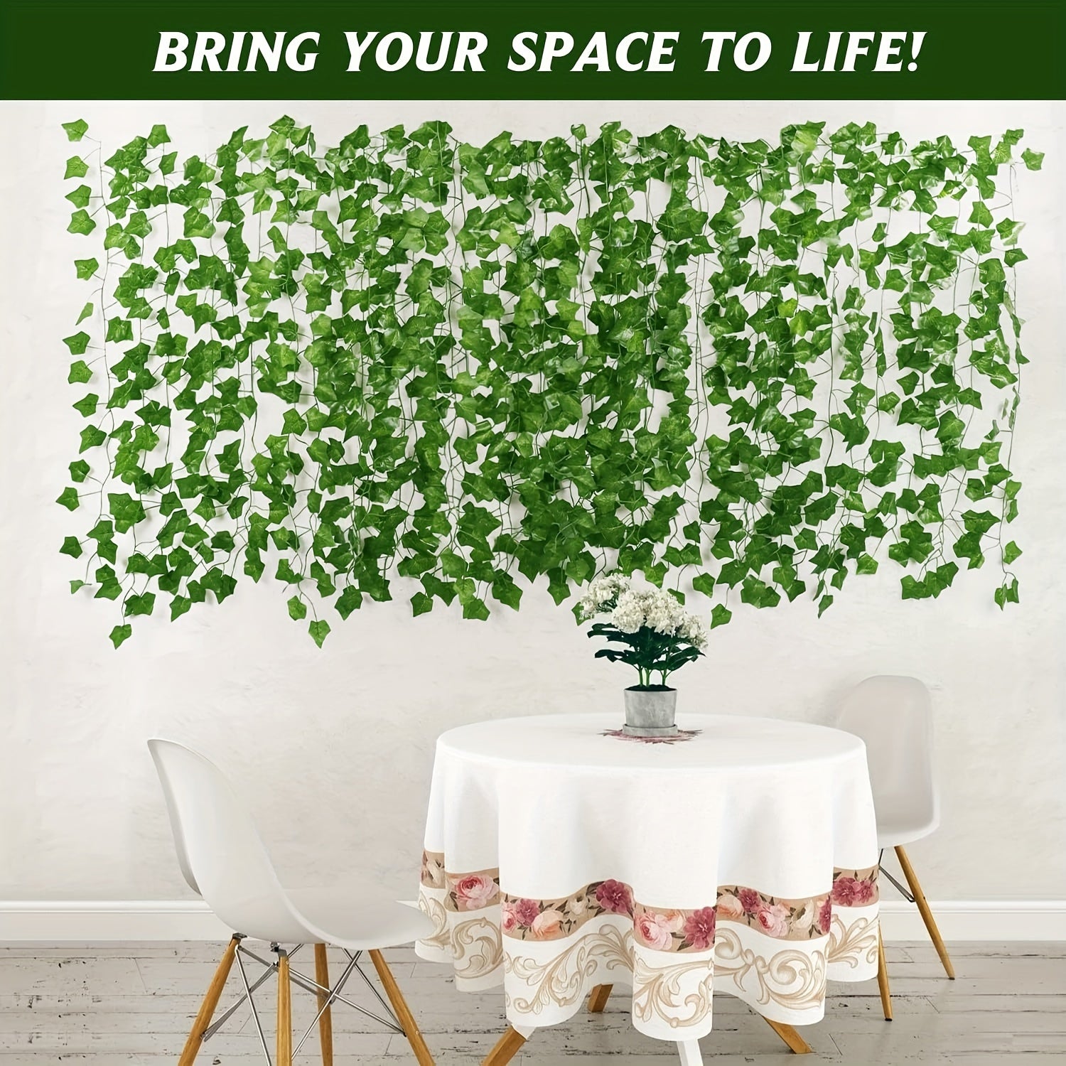 12pcs Enredaderas Artificiales de Hiedra, Guirnalda de Hojas Colgantes de Plantas de Hiedra para Decoración de Pared de Habitación, Jardín, Oficina, Boda, Guirnalda de Hojas de Hiedra Verde para Colgar en la Pared, Decoración de Jardín para el Hogar, Fal