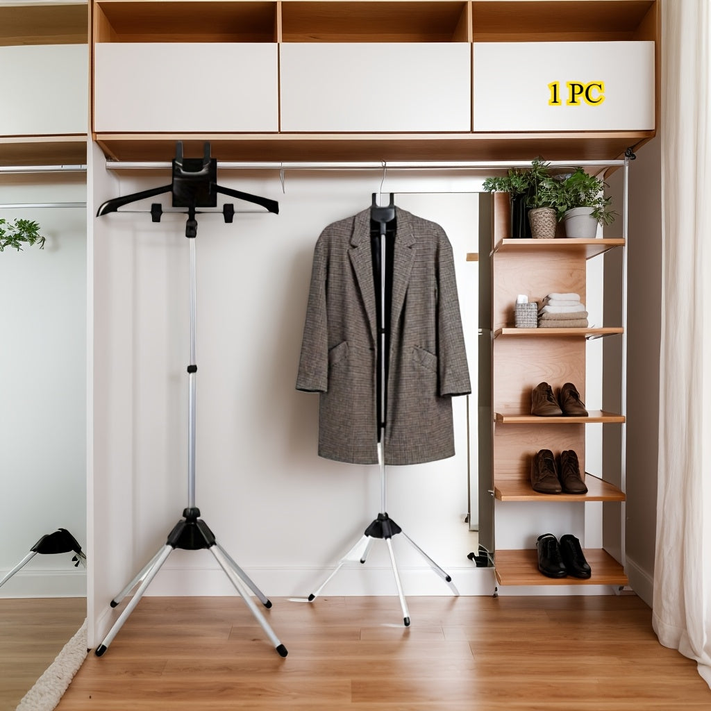 1 pieza de vaporizador de ropa portátil de aluminio con soporte - Capacidad de 4 kg, colgador de planchado manual para ropa, ideal para uso en casa y viajes, colgador de ropa de viaje | Diseño compacto | Estructura de metal duradera, vaporizador de ropa