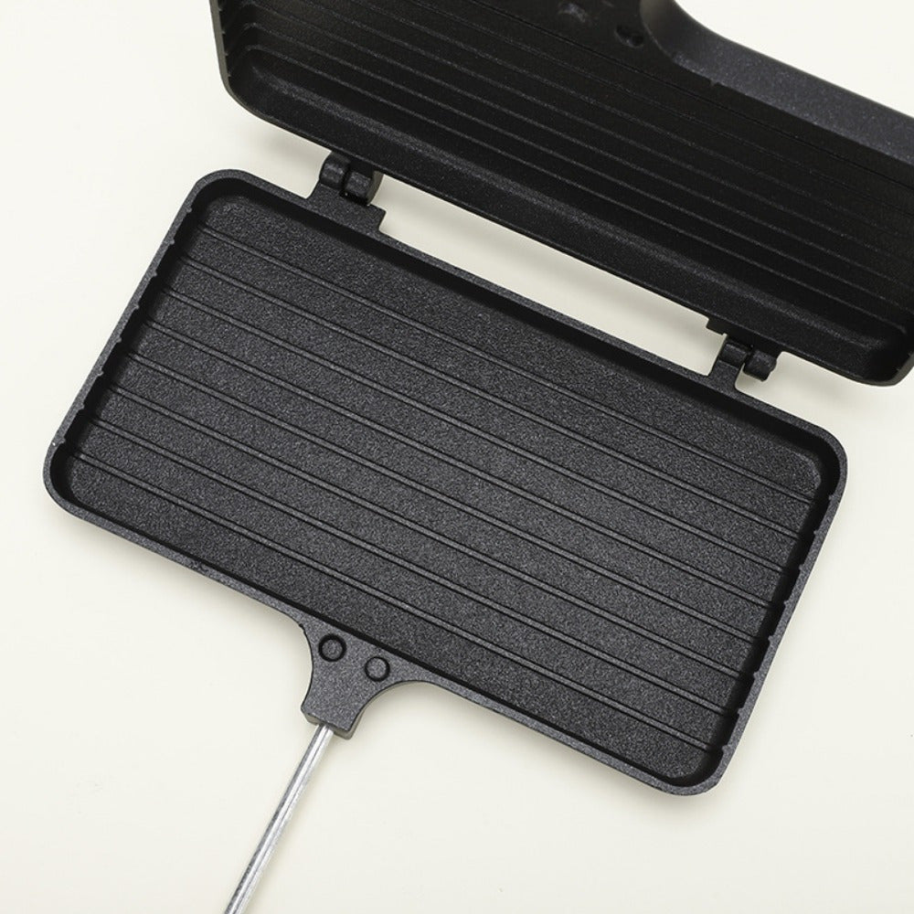 Hacer sándwiches rectangulares de aluminio no adherente con bandejas extraíbles - Calentamiento de doble cara, perfecto para hamburguesas de desayuno y sándwiches gruesos, compatible con estufas de gas, fabricante de sándwiches de desayuno | Utensilios d
