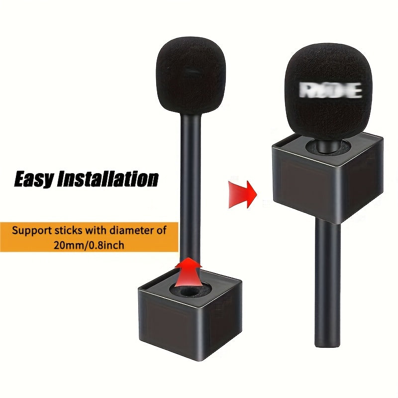 Adaptador de Micrófono Portátil DJI con Protector Antiviento para Entrevistas, Adaptador Portátil para Microphone Rode Interview Go, Filtro Pop de Esponja para Micrófono, Cubierta de Espuma para Micrófono y Soporte Portátil para Vlogging, Entrevistas, Po