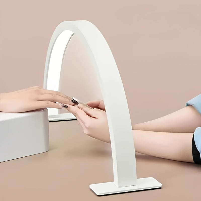 Lámpara de uñas cúspide LED, brillo y temperatura de color ajustables, adecuada para arte de uñas, extensiones de pestañas y cuidado de color beige claro | Control de botón simple, iluminación de escritorio moderna
