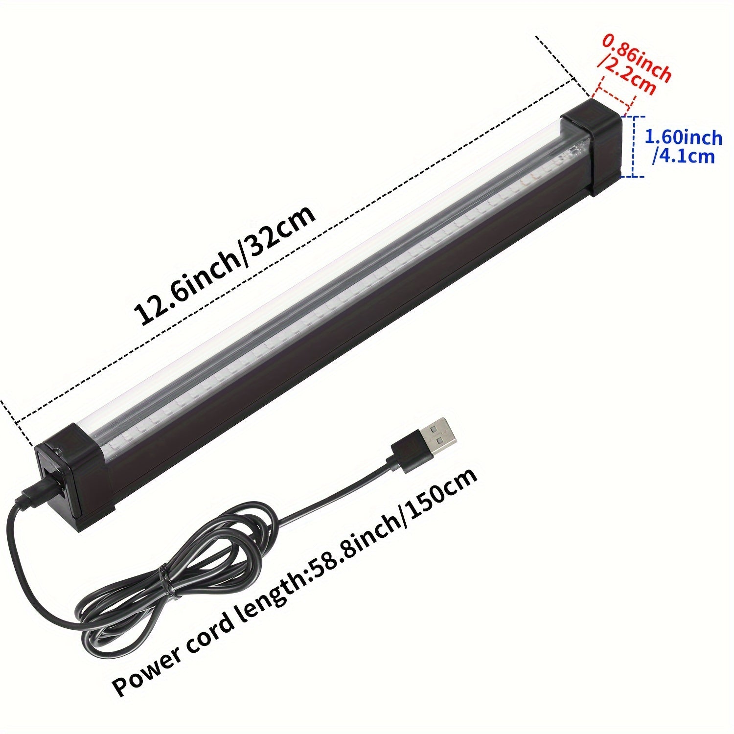 1 pza. Barra de luz negra UV, luz negra LED de 12.5 pulgadas/32 cm, para tapiz fluorescente, pintura corporal, fiesta brillante, luces de tira UV, instalación de succión/hebilla magnética, alimentación USB de 5 V, 385-400 nm.