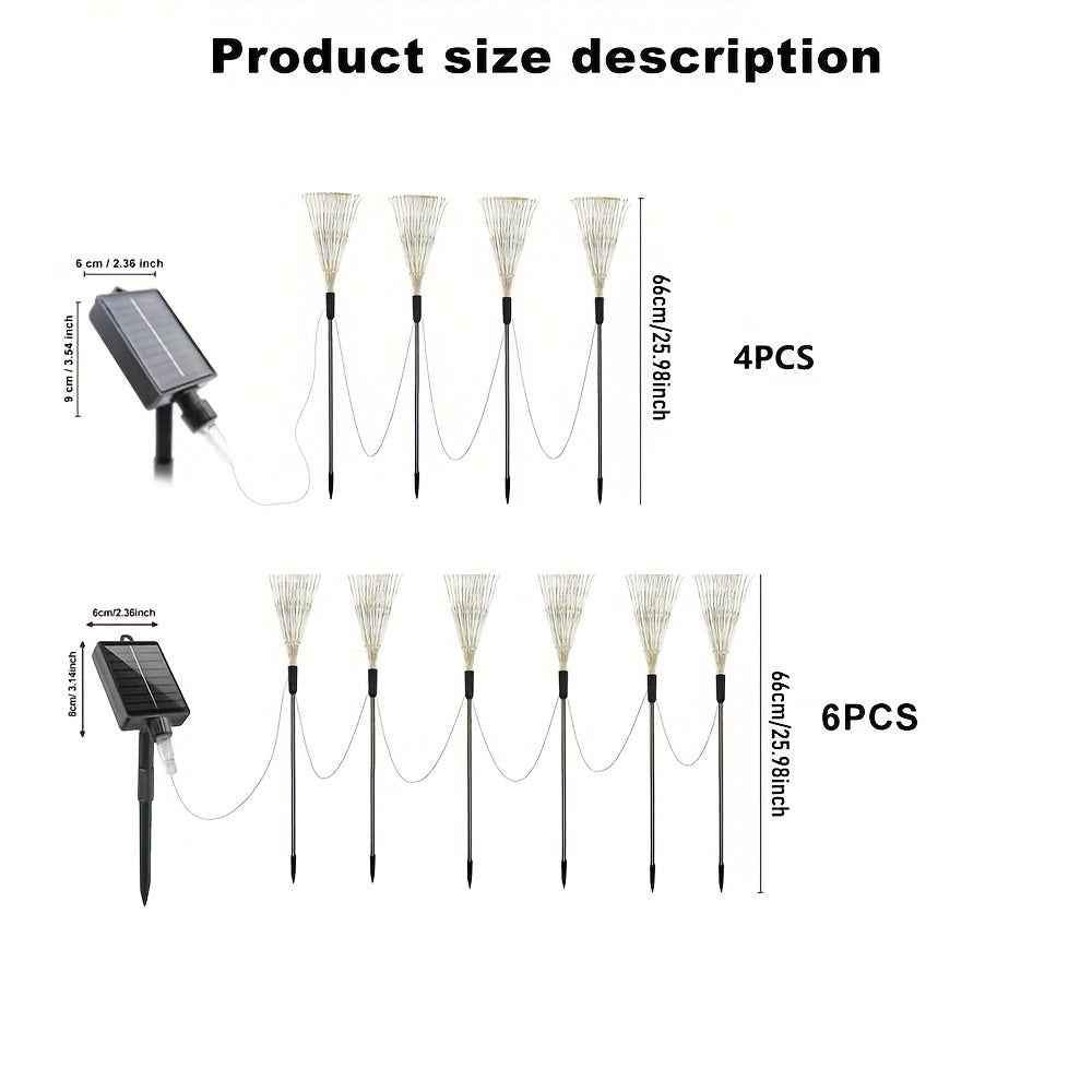 6 Piezas de Luces LED Solares para Exteriores, Iluminación Exterior con 8 Modos, Adecuadas para Áreas Escénicas, Patios, Jardines, Césped, Tiendas de Campaña y Fiestas, Decoraciones para Bodas (240/360 LED) - 4 Piezas