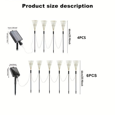 6 Piezas de Luces LED Solares para Exteriores, Iluminación Exterior con 8 Modos, Adecuadas para Áreas Escénicas, Patios, Jardines, Césped, Tiendas de Campaña y Fiestas, Decoraciones para Bodas (240/360 LED) - 4 Piezas