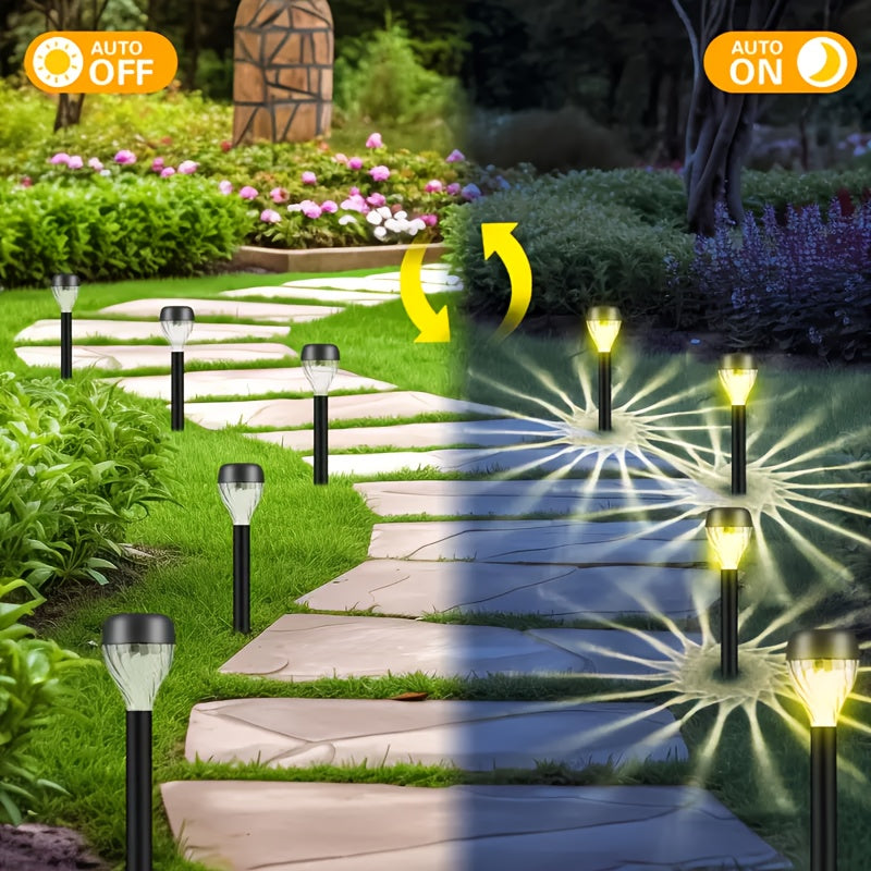 10 Piezas de Luces Solares para Tierra con Tubo Plástico, Iluminación Exterior Adecuadas para Jardín, Patio y Césped