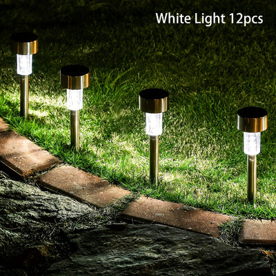 Luces Decorativas de Acero Inoxidable con Energía Solar, Juego de 6/7/8/9/11/12 Piezas para Iluminación de Jardín y Patio