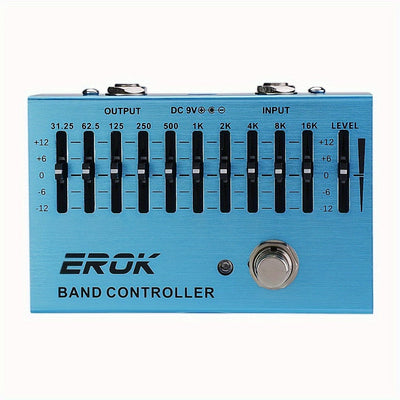 Pedal de EQ de 10 Bandas Premium para Guitarra y Bajo - True Bypass, Volumen Ajustable, Carcasa de Aluminio Duradera, Cubre de 31.25Hz a 16kHz