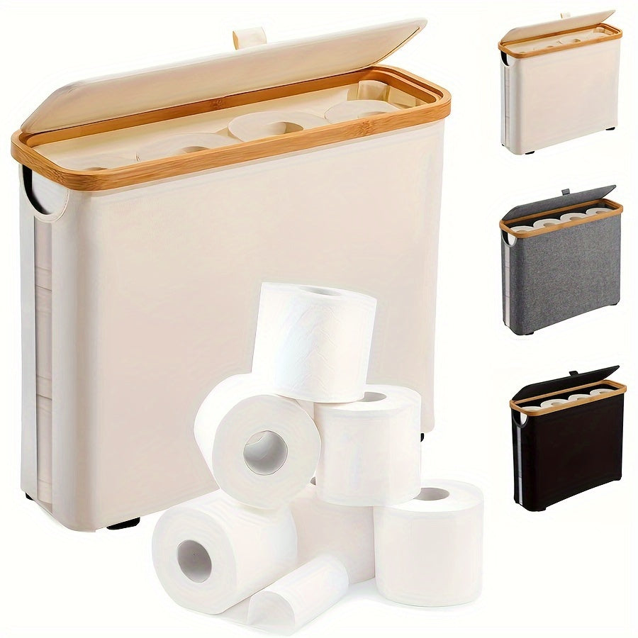 Canasta de Almacenamiento de Papel Higiénico de Bambú de Alta Calidad - Organizador Rectangular de Estilo Bohemio con Múltiples Compartimentos para Esenciales de Baño, Adecuado para Varios Tipos de Habitaciones, Canasta de Almacenamiento Versátil, Organi